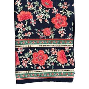 April Cornell Black w/Red Flowers Large Rectangular Tablecloth, 53” x 106”